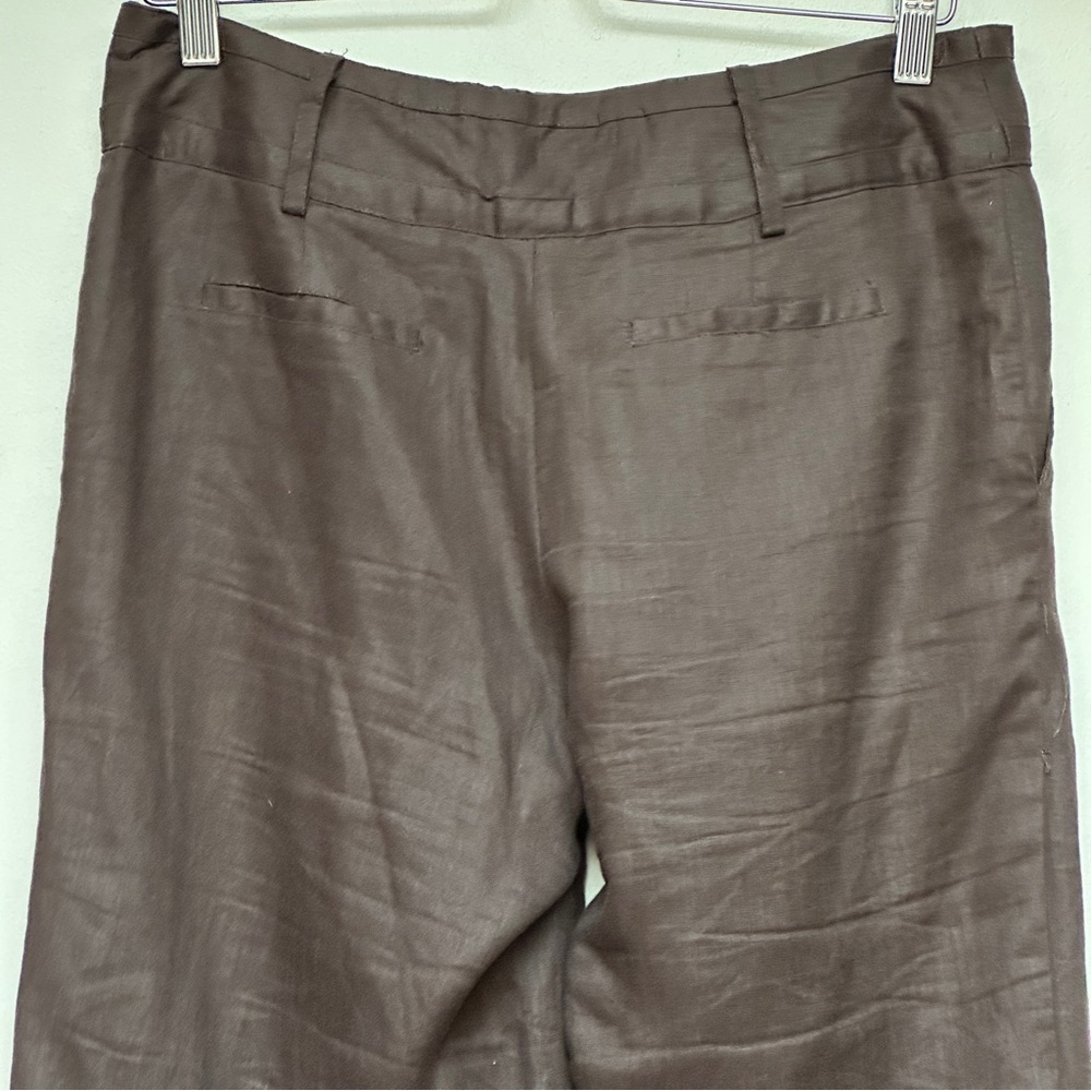 Saint Tropez West Brown 100% Linen Wide Leg Pants Size 6 - Picture 8 of 11